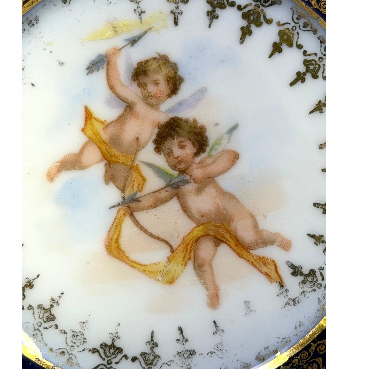 Victoria Austria Neoclassical Cherubs Cloud Cobalt Blue Gold 5 7/8" Plate - Thumbnail 2