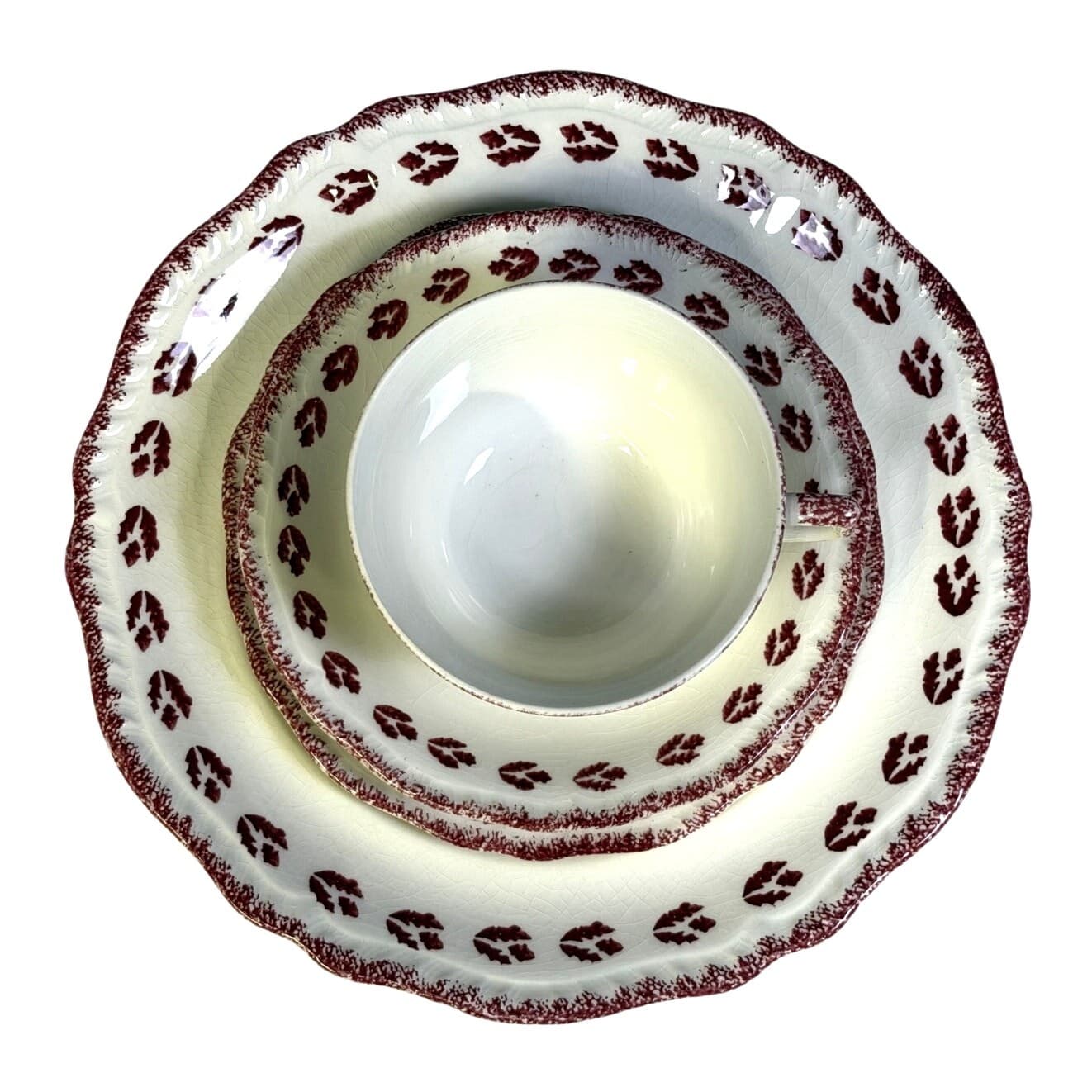 Red and White Cottage Style Vintage Dinnerware 4-PC Place Setting-Service for 3 - Thumbnail 3