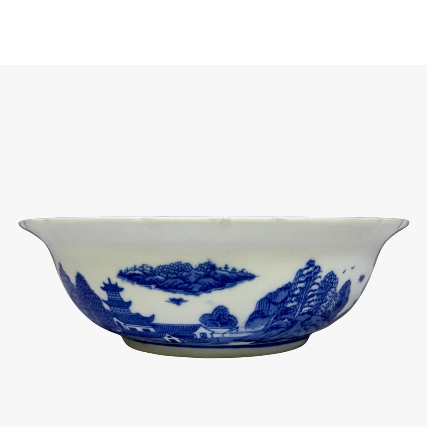 Antique Victoria Ware Ironstone Heavy Blue and White 9.25" Presentation Bowl - Thumbnail 2