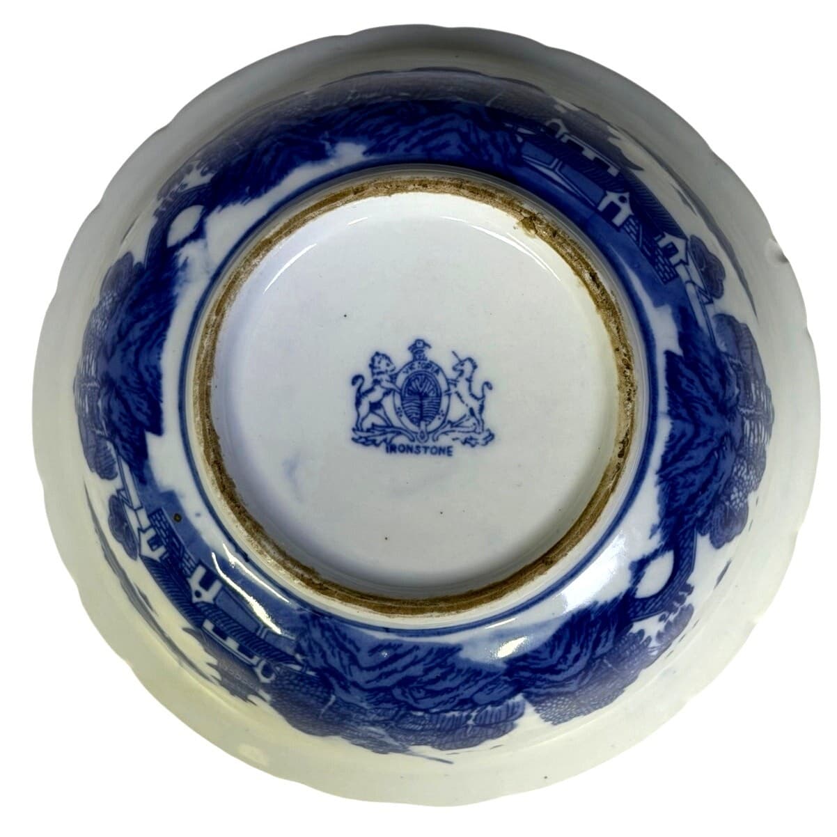 Antique Victoria Ware Ironstone Heavy Blue and White 9.25" Presentation Bowl - Thumbnail 10