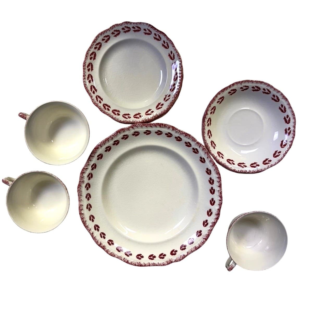 Red and White Cottage Style Vintage Dinnerware 4-PC Place Setting-Service for 3 - Thumbnail 8