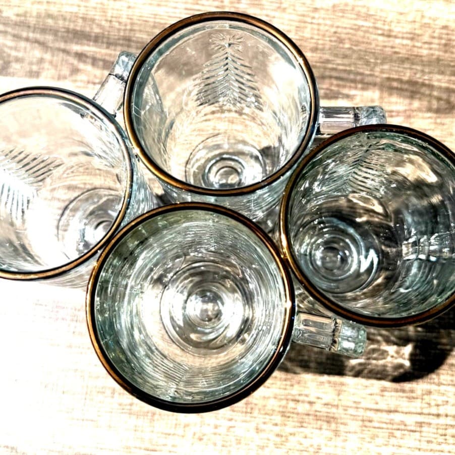 Indiana Glass Retired 1990's 'Holiday Gold' Footed Irish Coffee Mugs-Set of 4 - Thumbnail 8