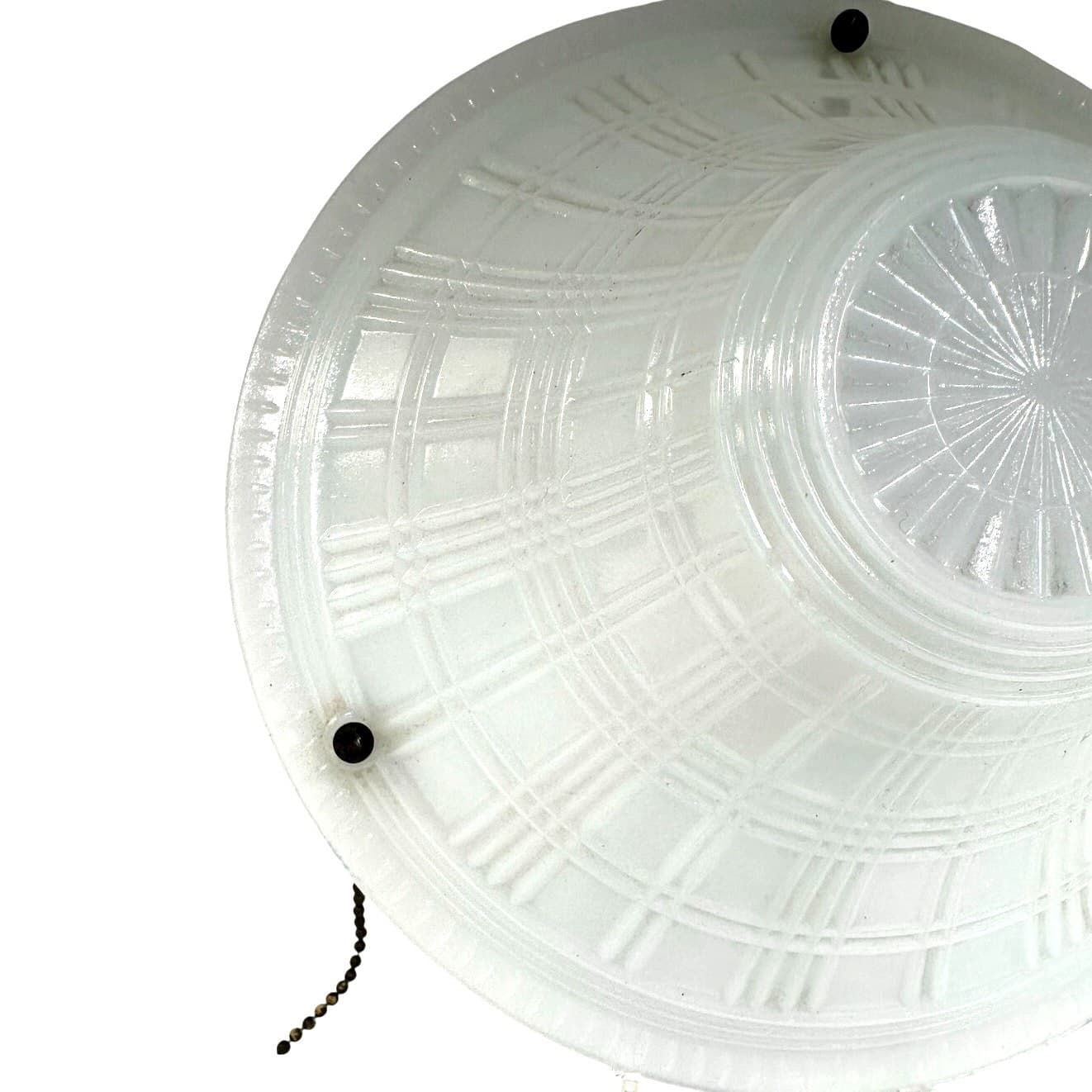 Art Deco Hanging Opalescent Milk Glass 10.5" Vintage Ceiling Light Shade-Rare - Thumbnail 4