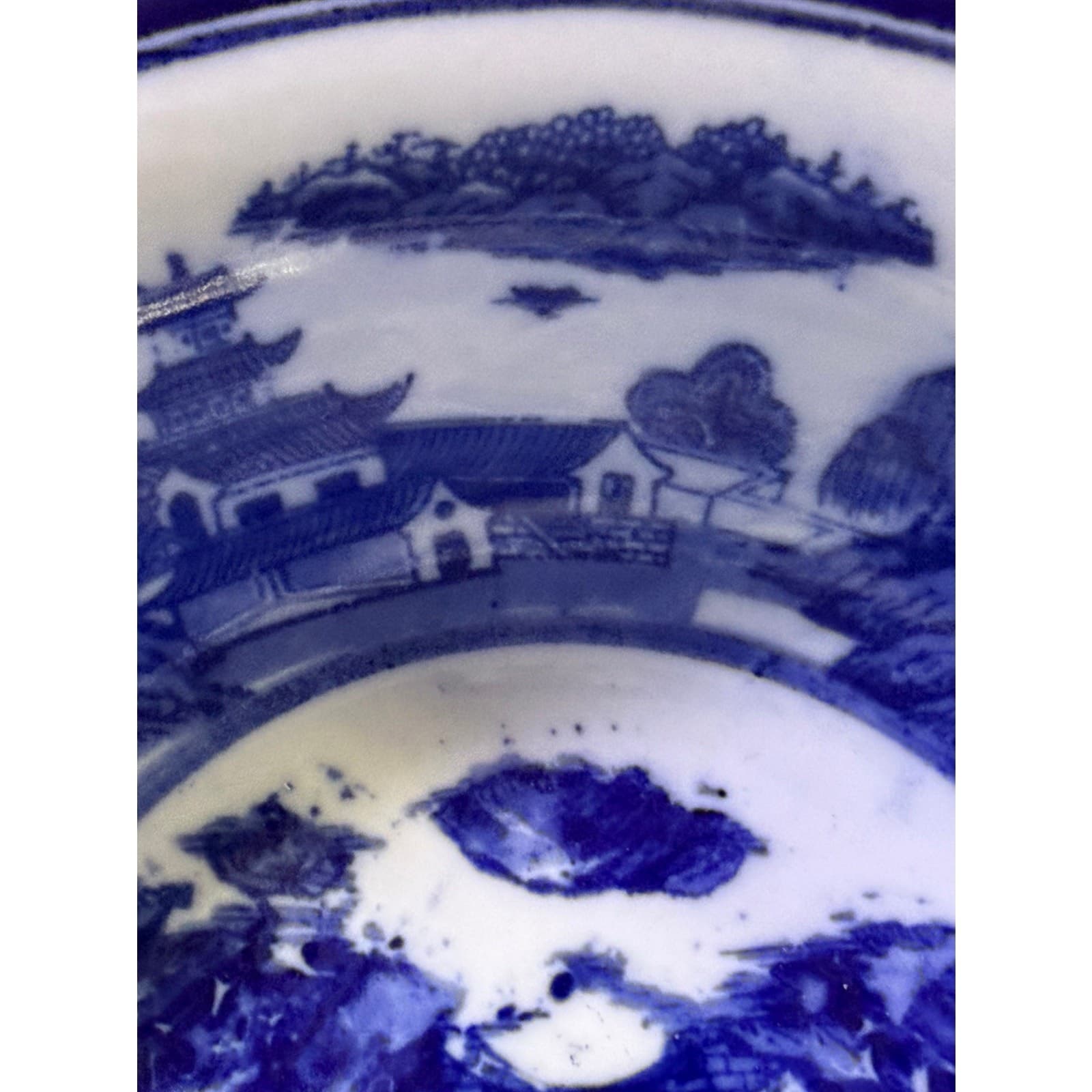 Antique Victoria Ware Ironstone Heavy Blue and White 9.25" Presentation Bowl - Thumbnail 11