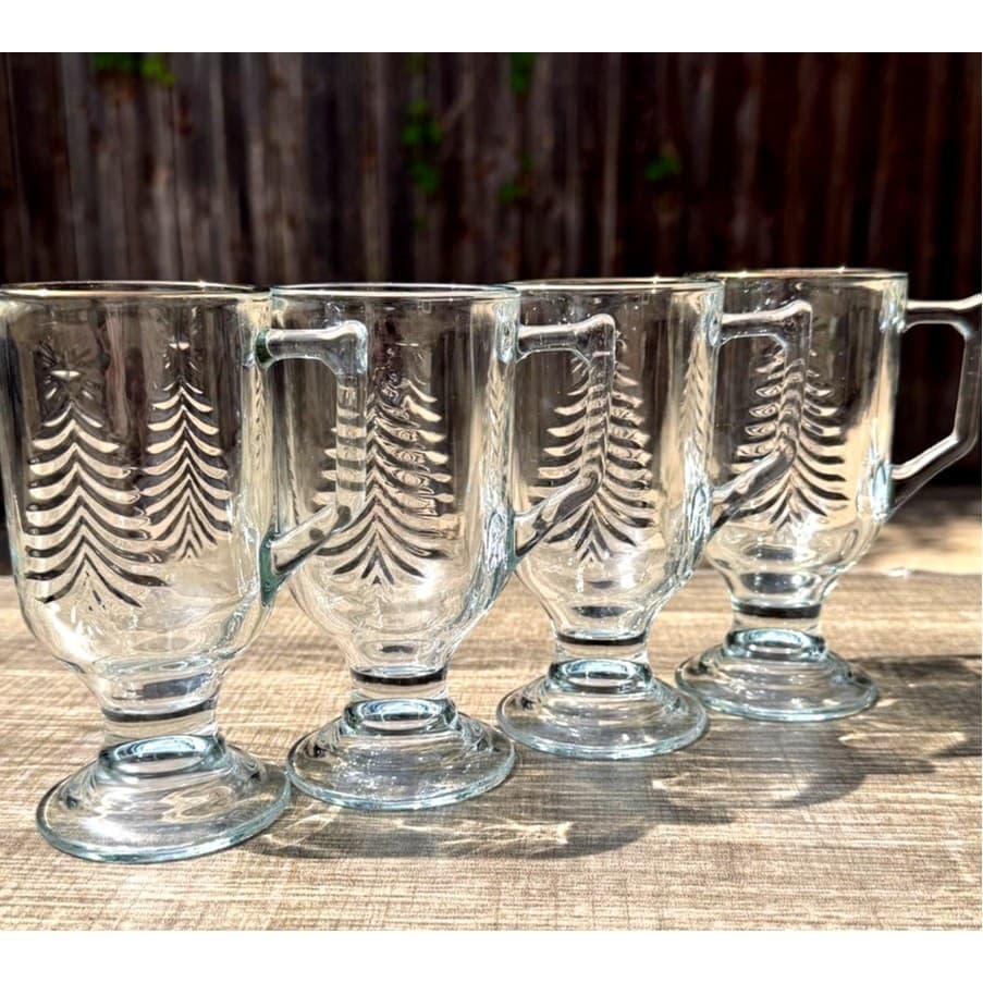 Indiana Glass Retired 1990's 'Holiday Gold' Footed Irish Coffee Mugs-Set of 4 - Thumbnail 6