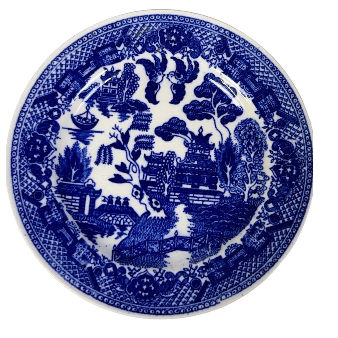 Blue Willow Japan Flow Blue 9" Luncheon/6" Bread Plate/5.75" Saucer Set - Thumbnail 4