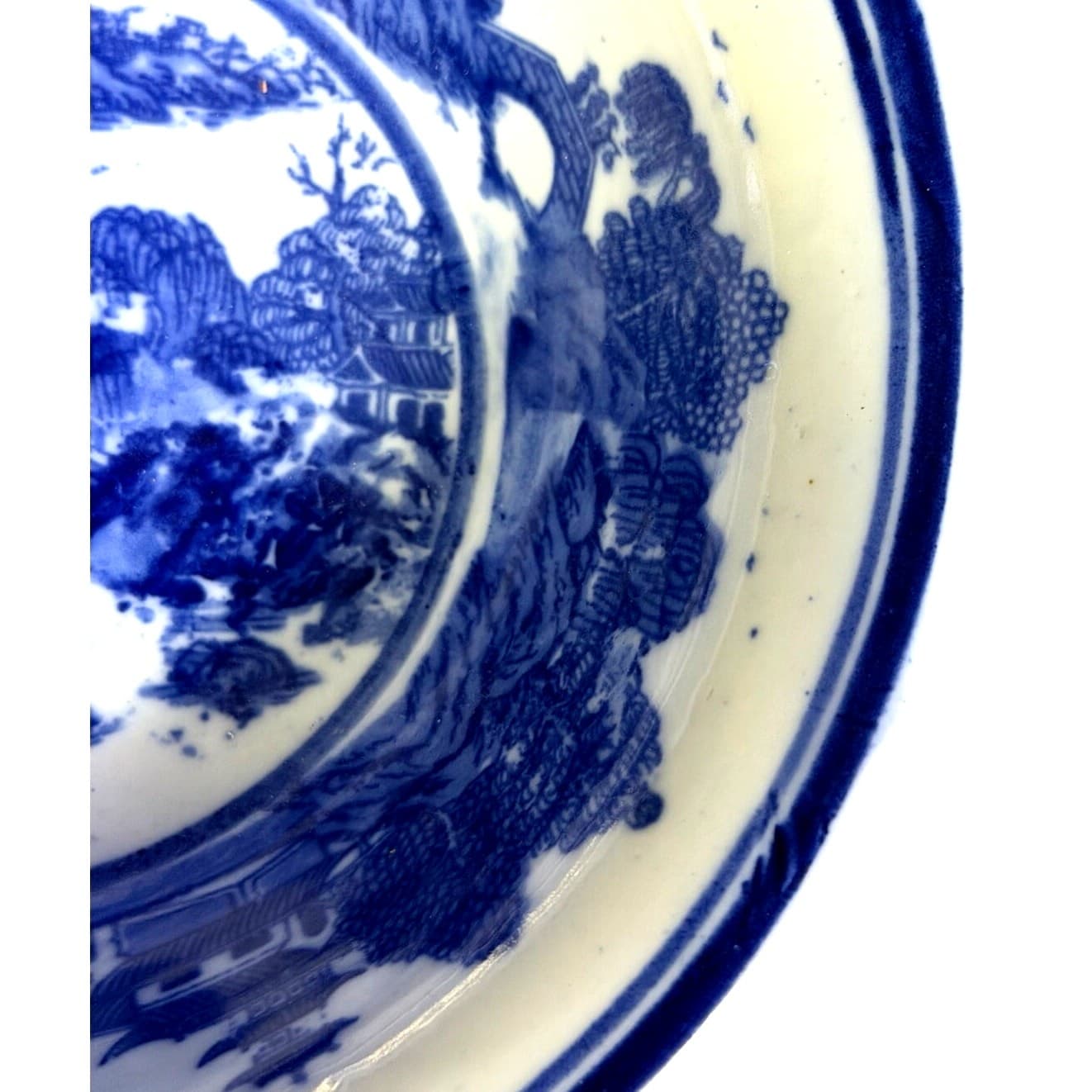 Antique Victoria Ware Ironstone Heavy Blue and White 9.25" Presentation Bowl - Thumbnail 9