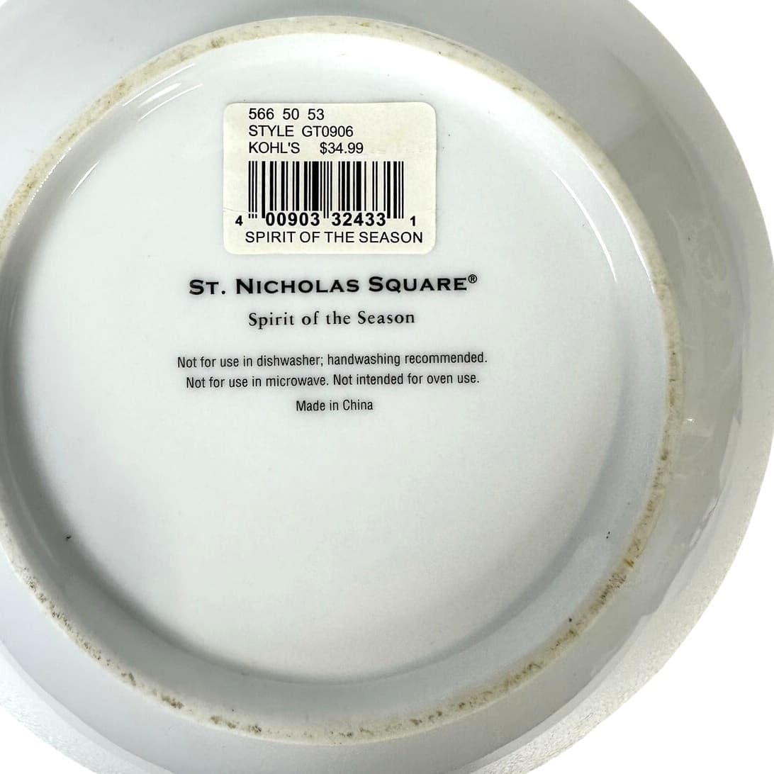 St Nicholas Square "Spirit of the Season" Elegant Gray Floral Gold Serving Bowl - Thumbnail 4