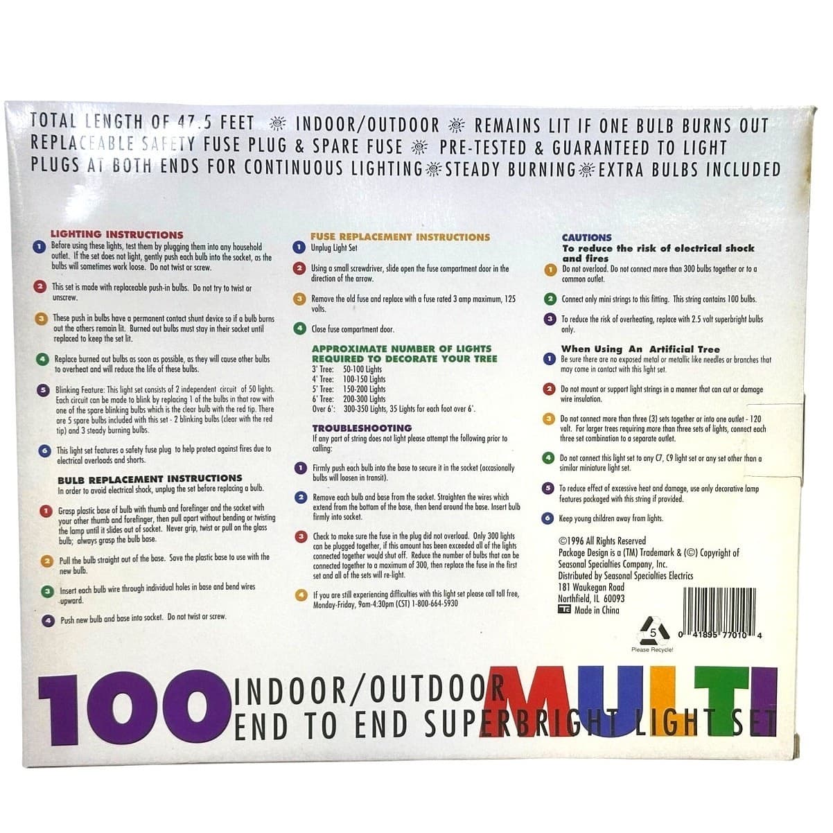 Deck The Halls 100 Indoor/Outdoor Multi-Color Super Bright End to End Light Set - Thumbnail 2