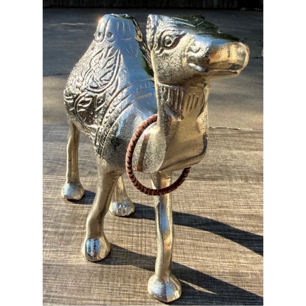 Decorative Unique Vintage Retro Metal 7.25" Exotic Camel Figurine - Thumbnail 5