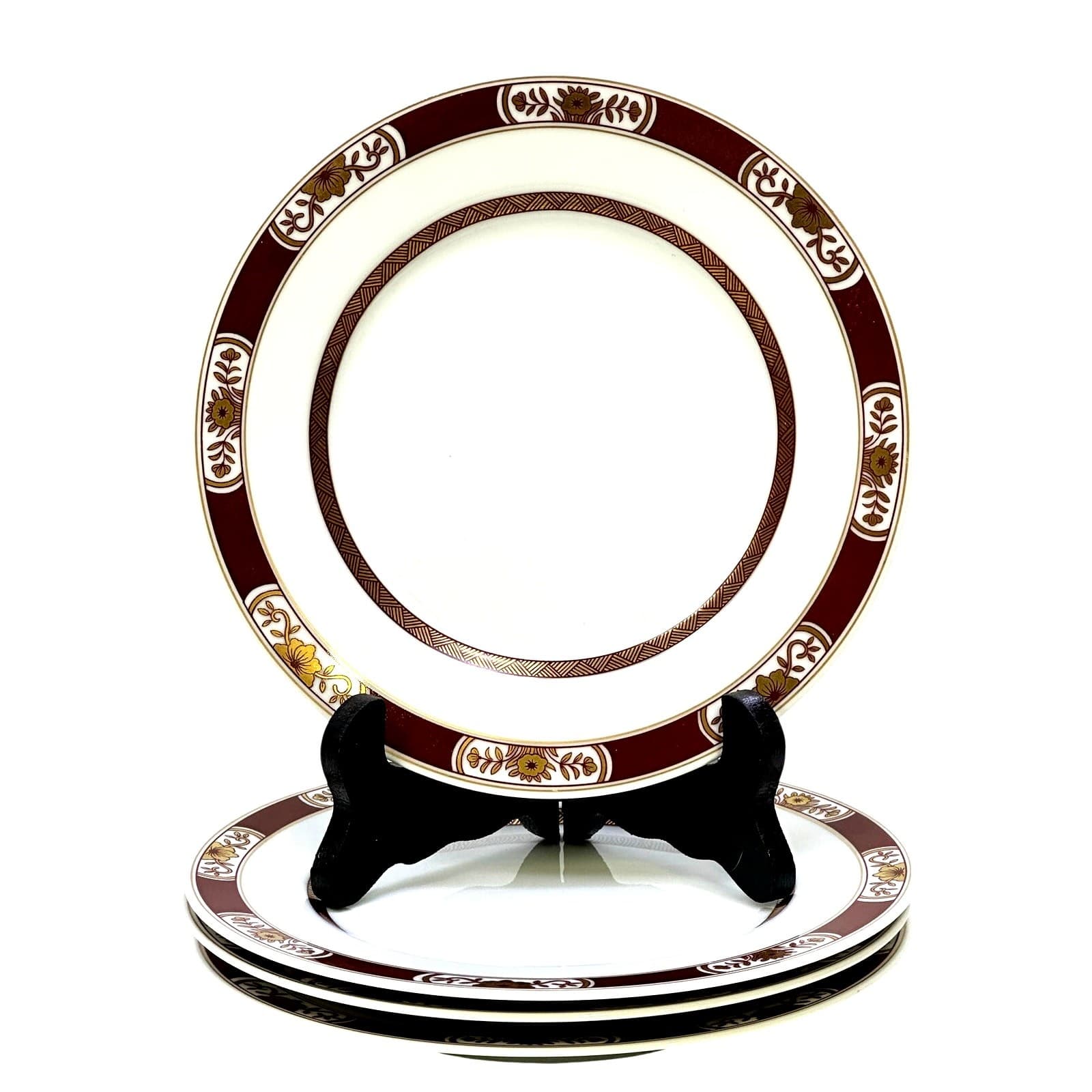 Fitz & Floyd 1979 Retired 'Fleur Orientale Cinnabar' 7.5" Salad Plates-Set of 4 - Thumbnail 2