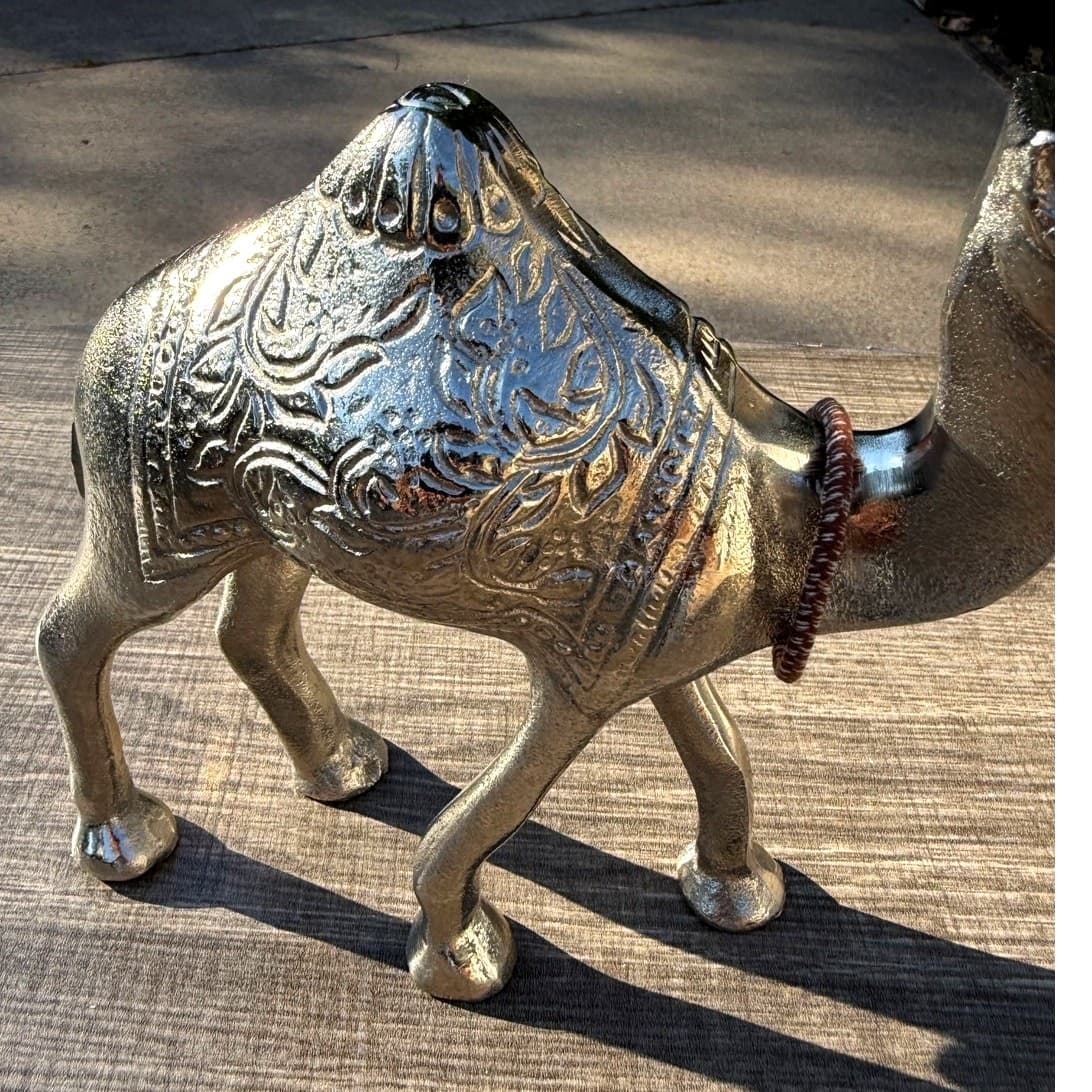 Decorative Unique Vintage Retro Metal 7.25" Exotic Camel Figurine - Thumbnail 4