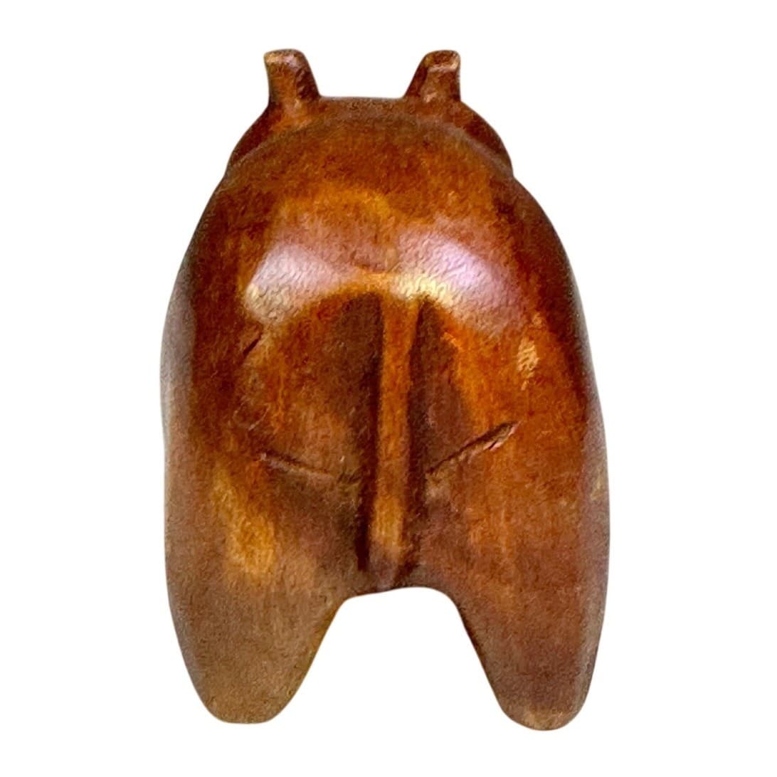 Balinese Hand Carved Suar Wood Standing Hippo Art Sculpture-One of a Kind! - Thumbnail 4