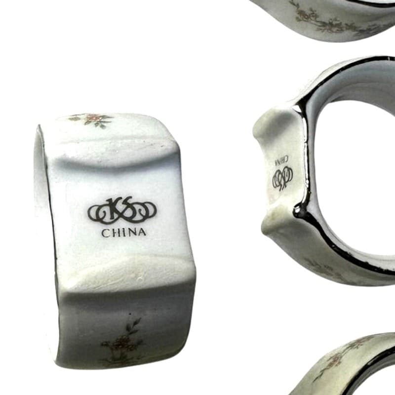 Kentfield and Sawyer Retired KSA2 Porcelain Napkin Rings-Set of 8-Rare-Excellent - Thumbnail 4