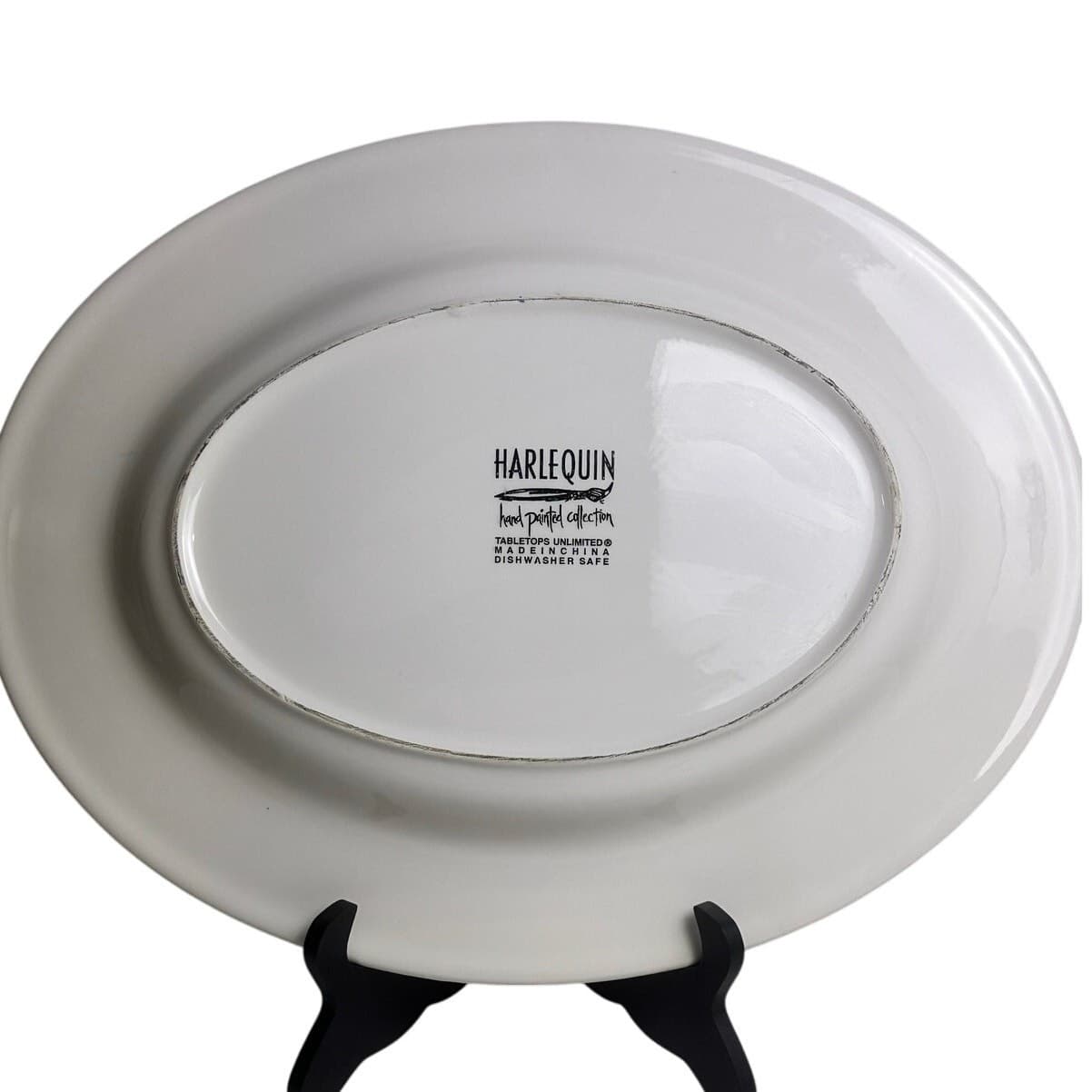 Tabletops Unlimited Harlequin Hand Painted Large Oval 18.5" Serving Platter - Thumbnail 7