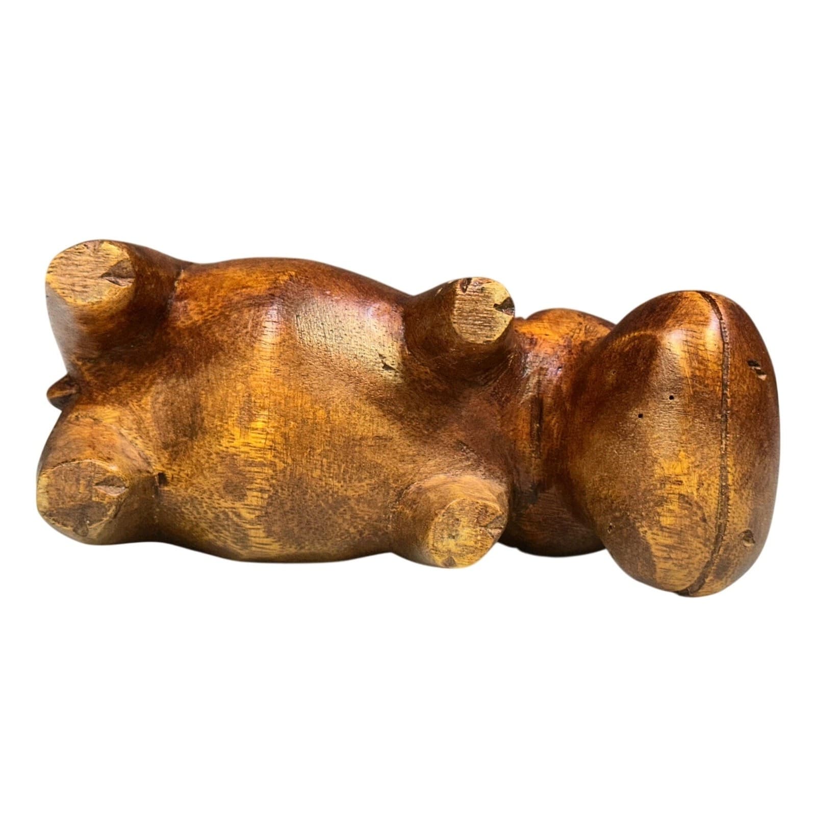 Balinese Hand Carved Suar Wood Standing Hippo Art Sculpture-One of a Kind! - Thumbnail 5