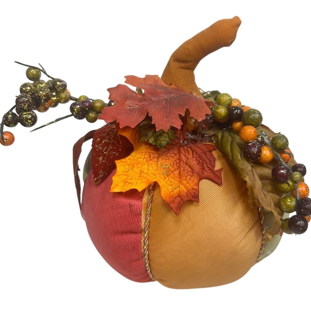 Fall Thanksgiving Autumn Home Decor Cornucopia, Pumpkin, Wreath & Fall Leaves - Thumbnail 2