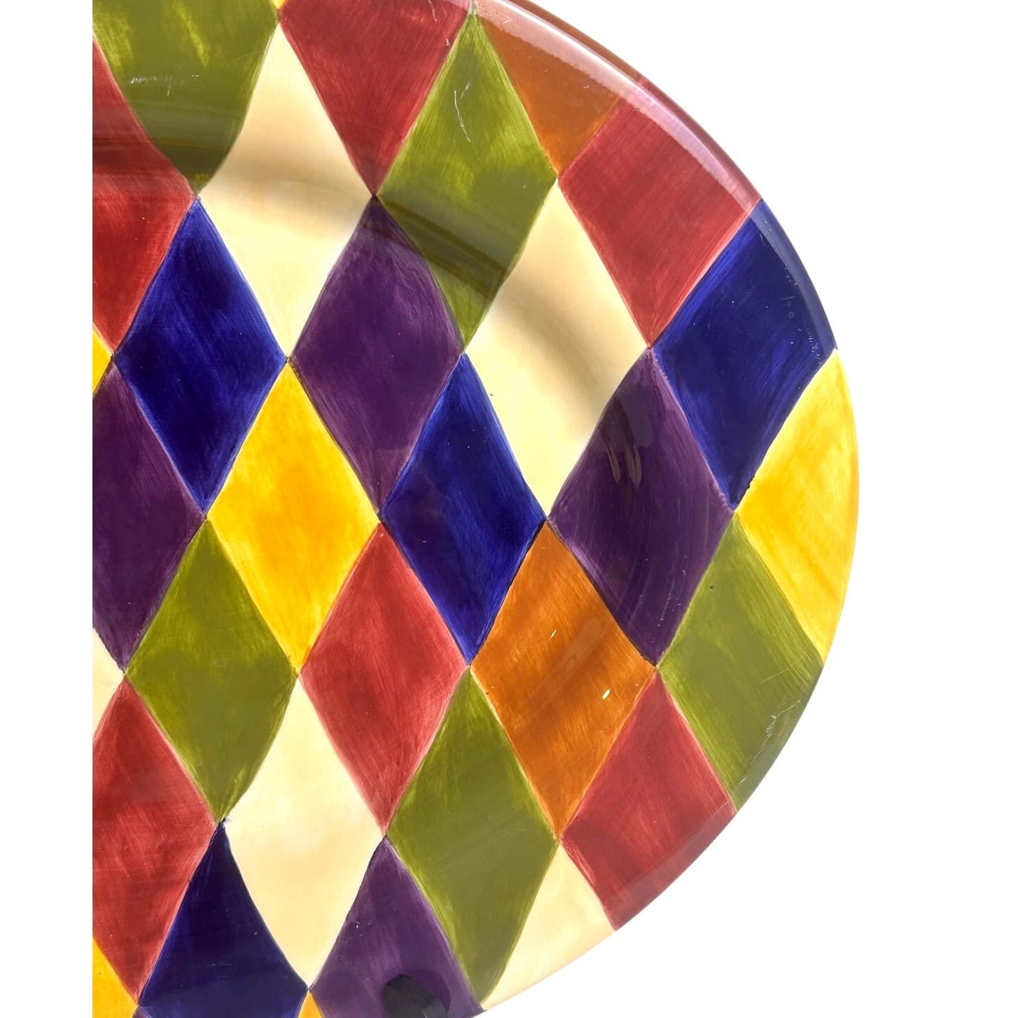 Tabletops Unlimited Harlequin Hand Painted Large Oval 18.5" Serving Platter - Thumbnail 3