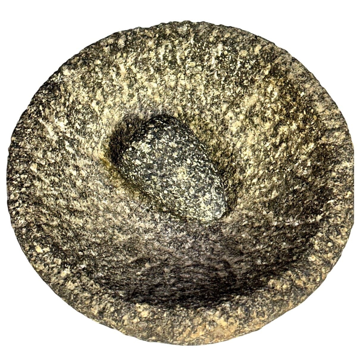 Volcanic Black & Gray Lava Rock 8" Vintage Molcajete Mortar and Pestle - Thumbnail 3