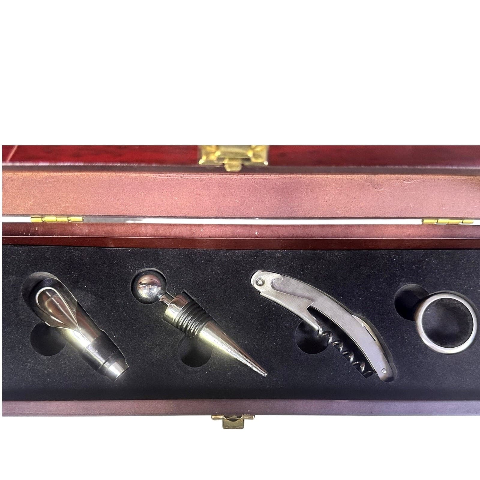 Elements Wooden One Bottle Wine Storage Box with Wine Accessories - Thumbnail 3