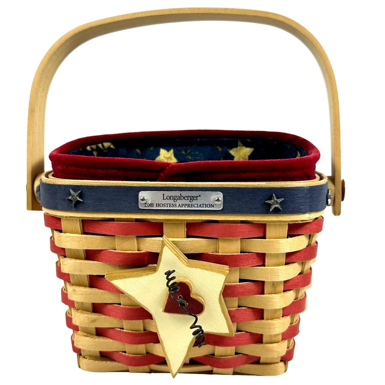 Longaberger 2001 Hostess Appreciation Inaugural Basket Liner Protector TieOn USA