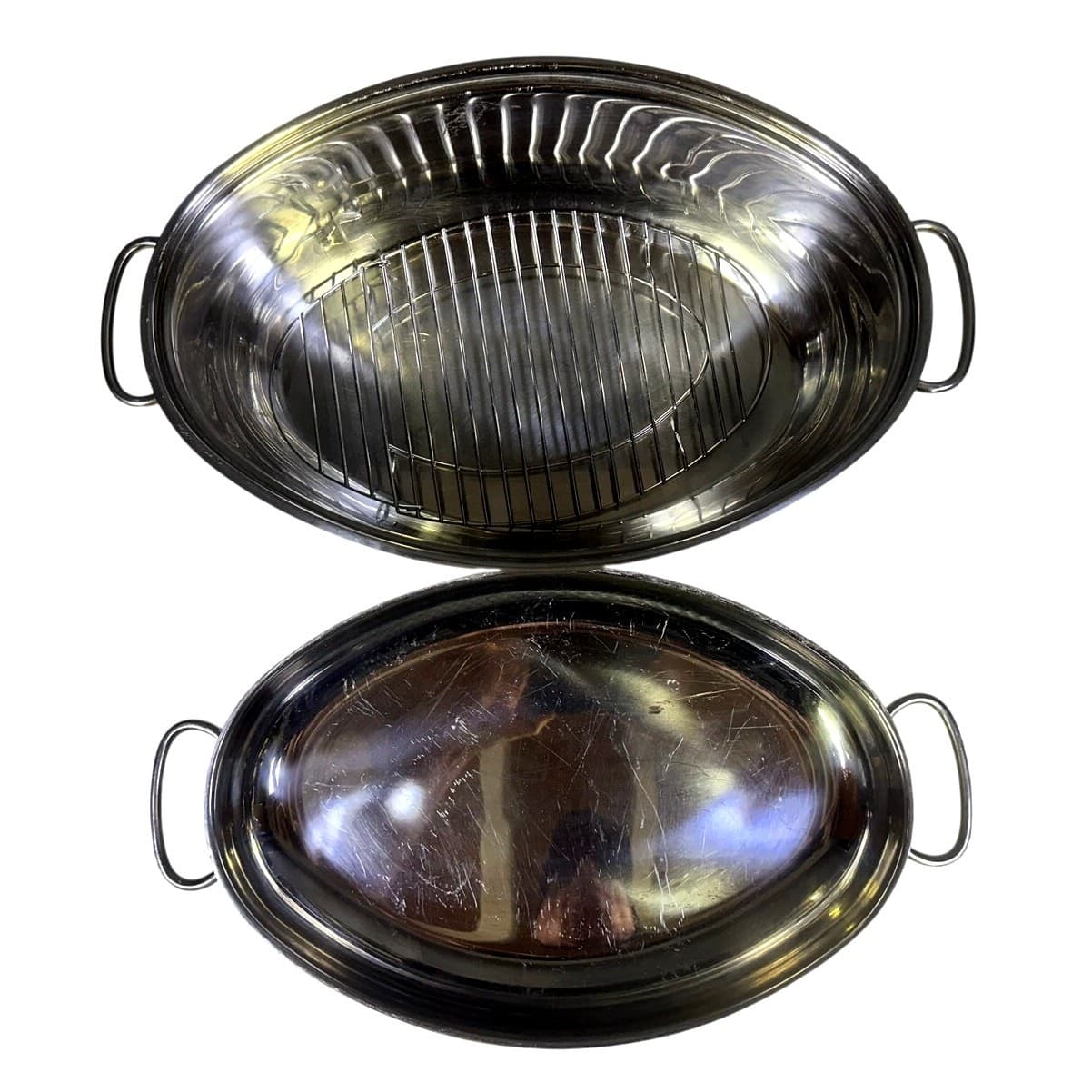 Large Heavy Stainless Steel 16 x 11 x 8 High Dome Roasting Pan w/Rack - Thumbnail 6