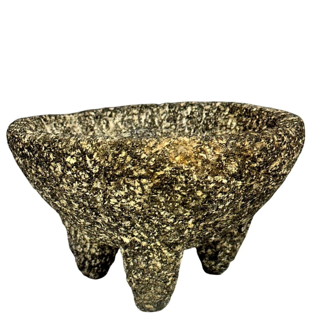 Volcanic Black & Gray Lava Rock 8" Vintage Molcajete Mortar and Pestle - Thumbnail 4