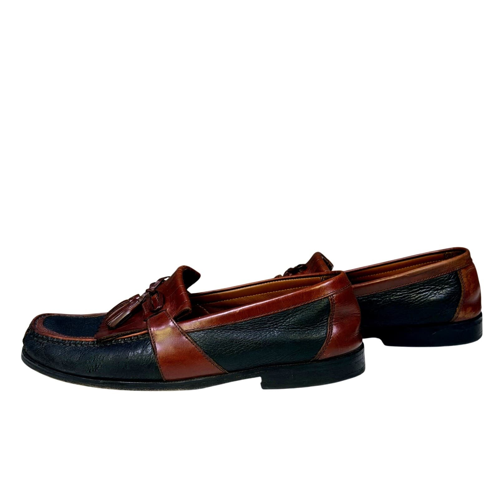 Murphy Mens 11M Kiltie Tassel Loafers Brown Black Leather Slip On Moc Toe Shoes - Thumbnail 3