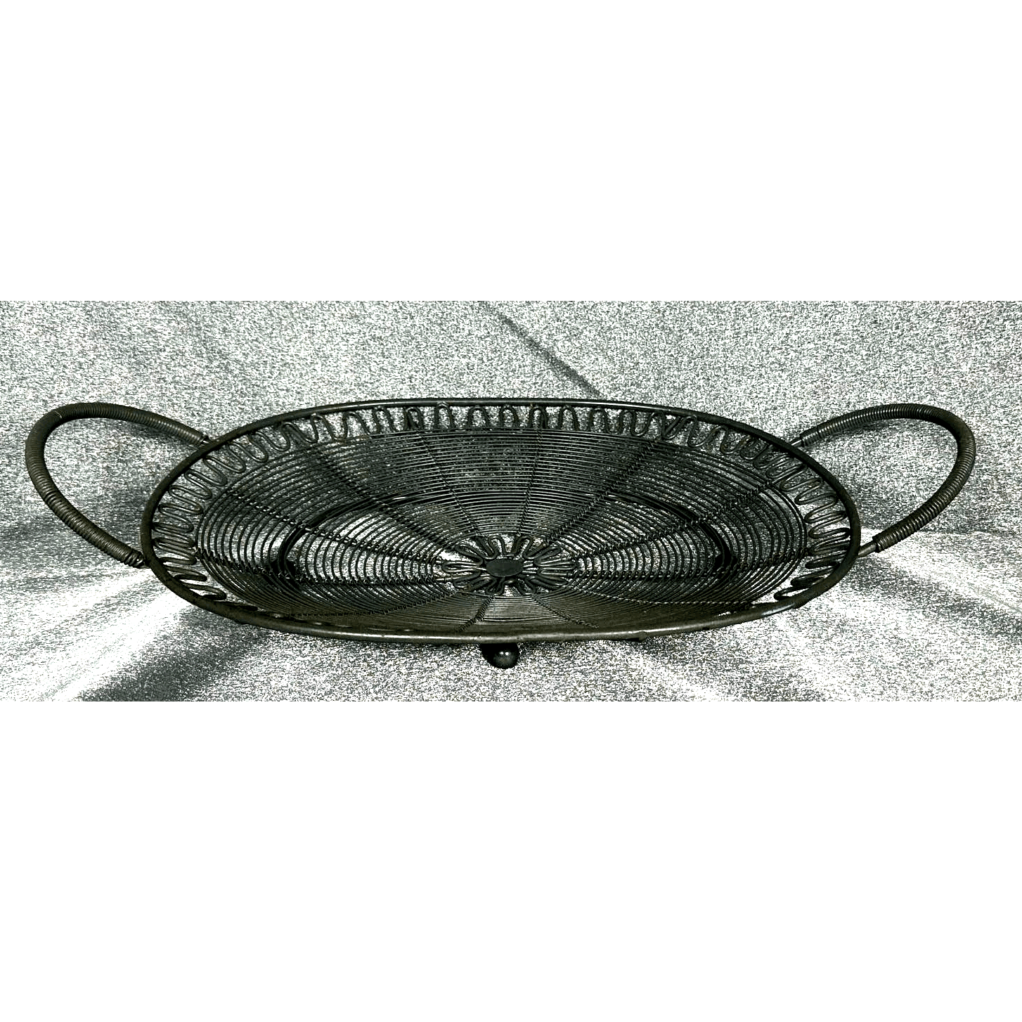 Wire Oval Shallow Fruit Basket with Handles Centerpiece- 18" x 11"
