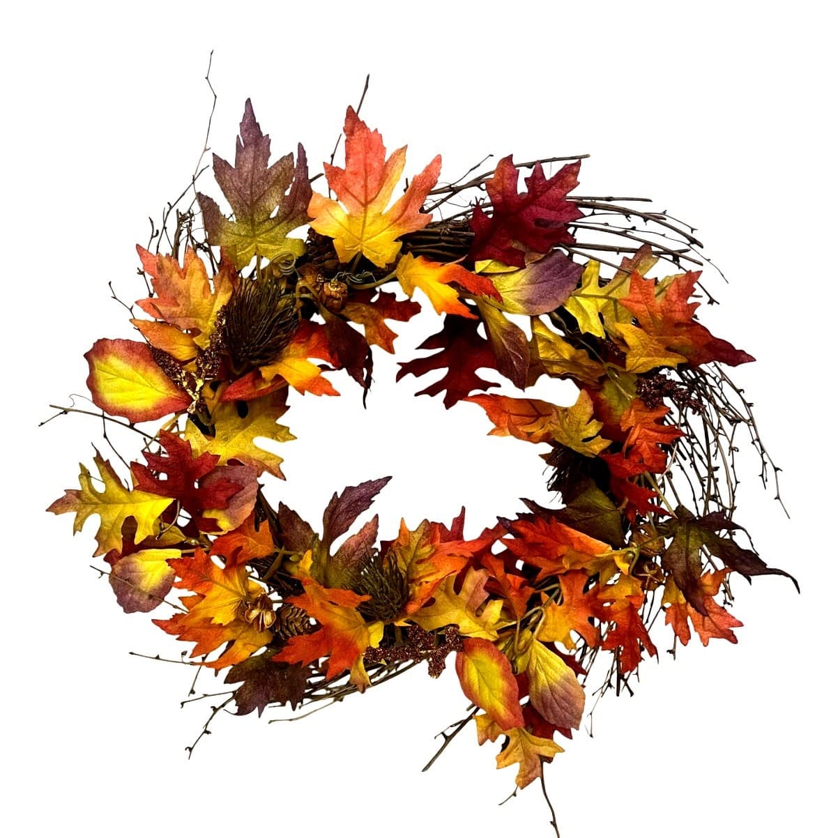 Fall Thanksgiving Autumn Home Decor Cornucopia, Pumpkin, Wreath & Fall Leaves - Thumbnail 4