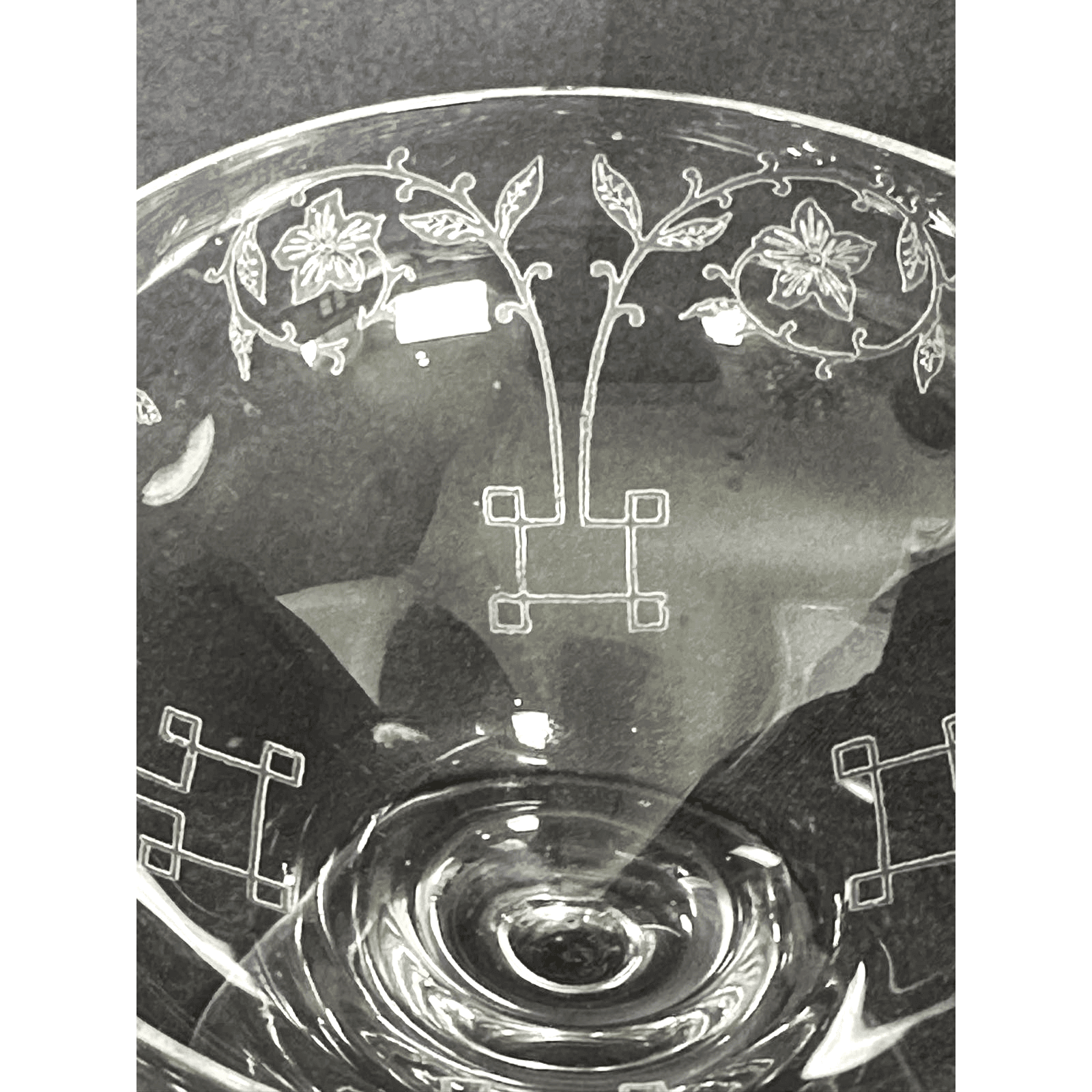 Fostoria Etch 212 Pattern Low Sherbet Glass Antique 1920's VERY RARE-3.25" - Thumbnail 3
