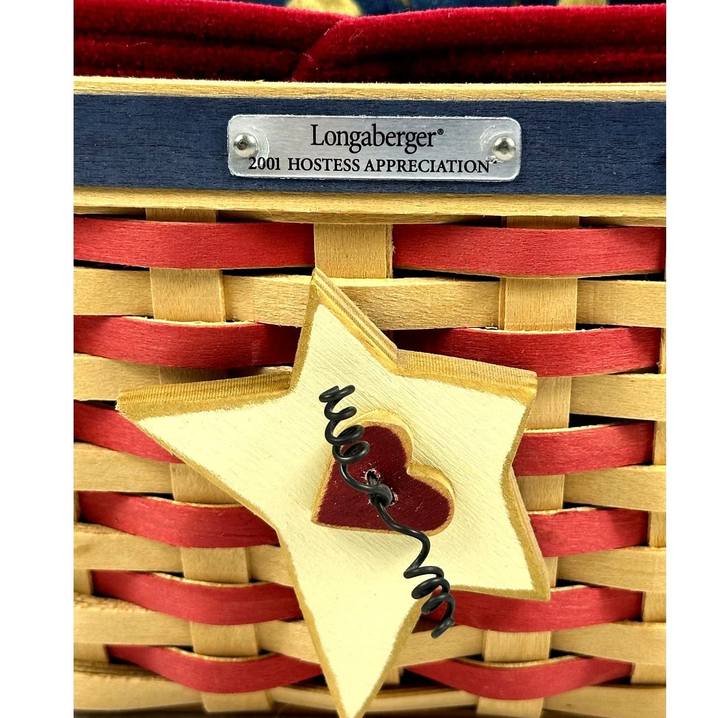 Longaberger 2001 Hostess Appreciation Inaugural Basket Liner Protector TieOn USA - Thumbnail 2