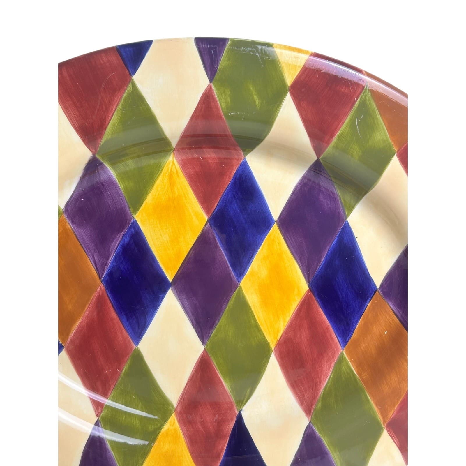 Tabletops Unlimited Harlequin Hand Painted Large Oval 18.5" Serving Platter - Thumbnail 5