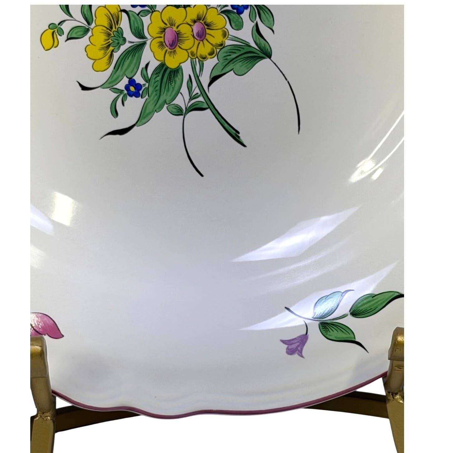 Antique K&G Luneville France Old Strasbourg Low/Fruit Pasta Bowl Floral Faience - Thumbnail 6