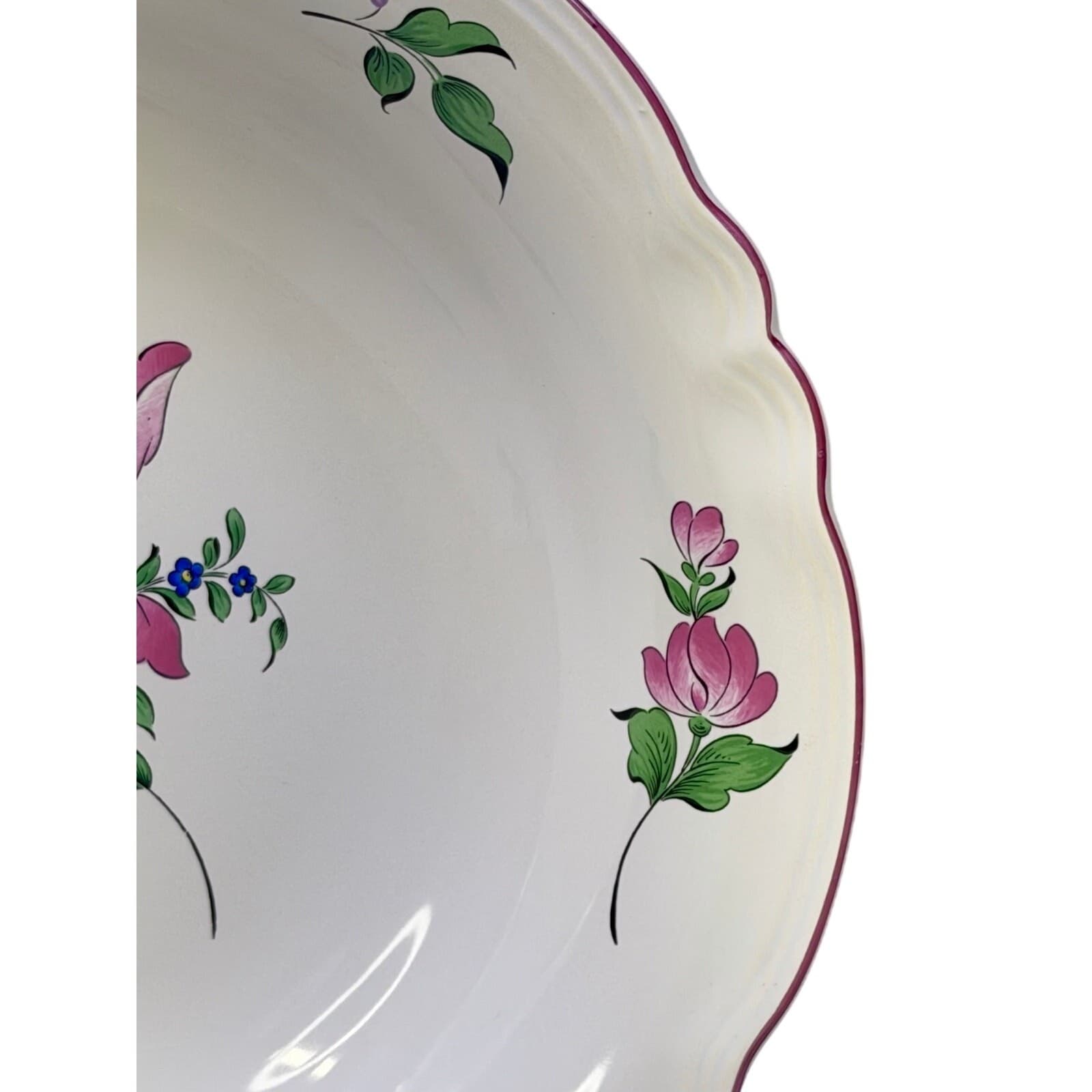 Antique K&G Luneville France Old Strasbourg Low/Fruit Pasta Bowl Floral Faience - Thumbnail 5
