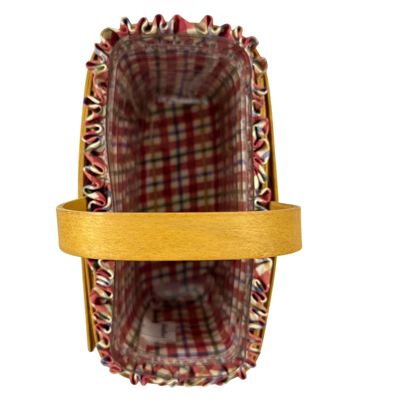 2001 Longaberger Medium Candle Basket w Plaid Liner & Protector Handwoven USA - Thumbnail 8