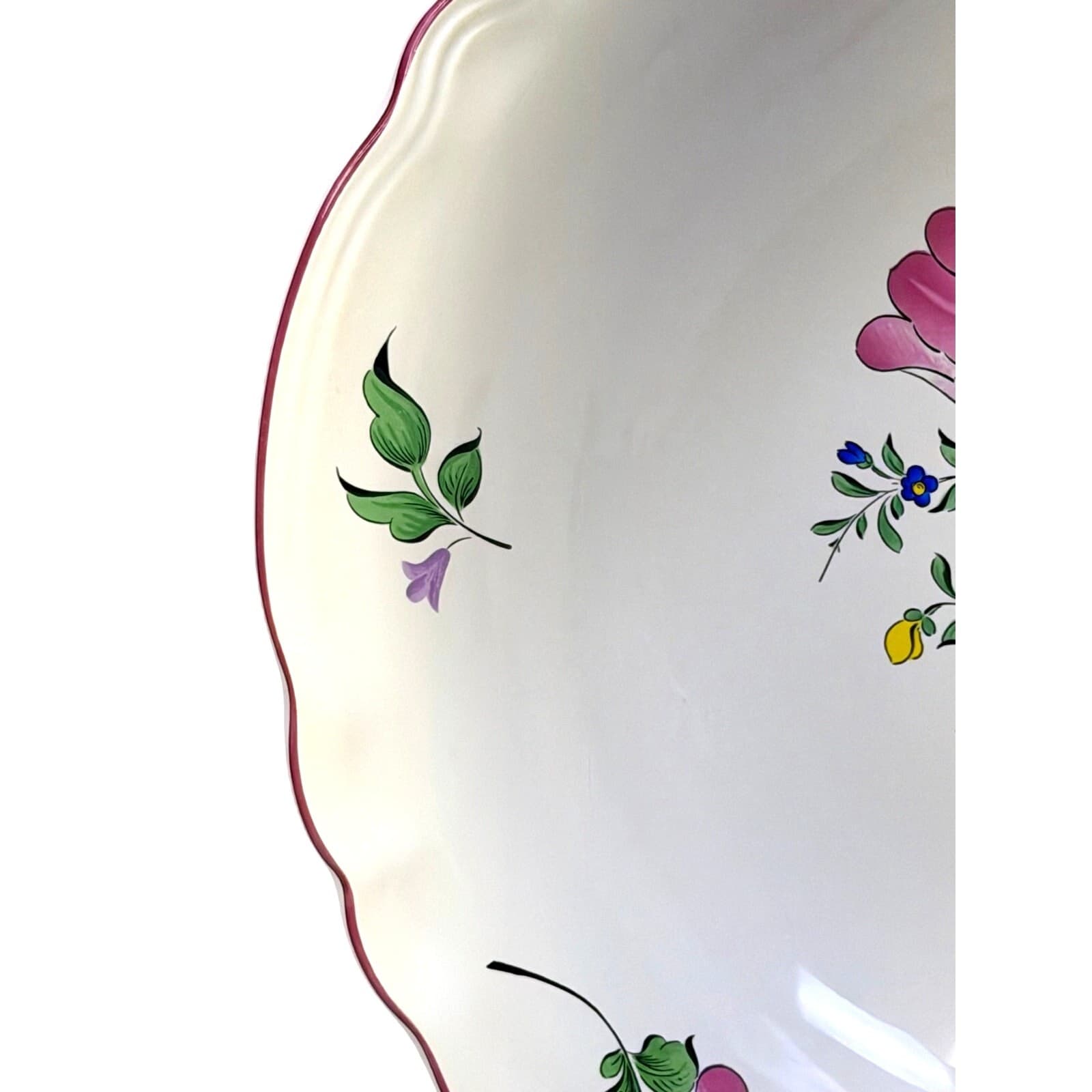 Antique K&G Luneville France Old Strasbourg Low/Fruit Pasta Bowl Floral Faience - Thumbnail 3