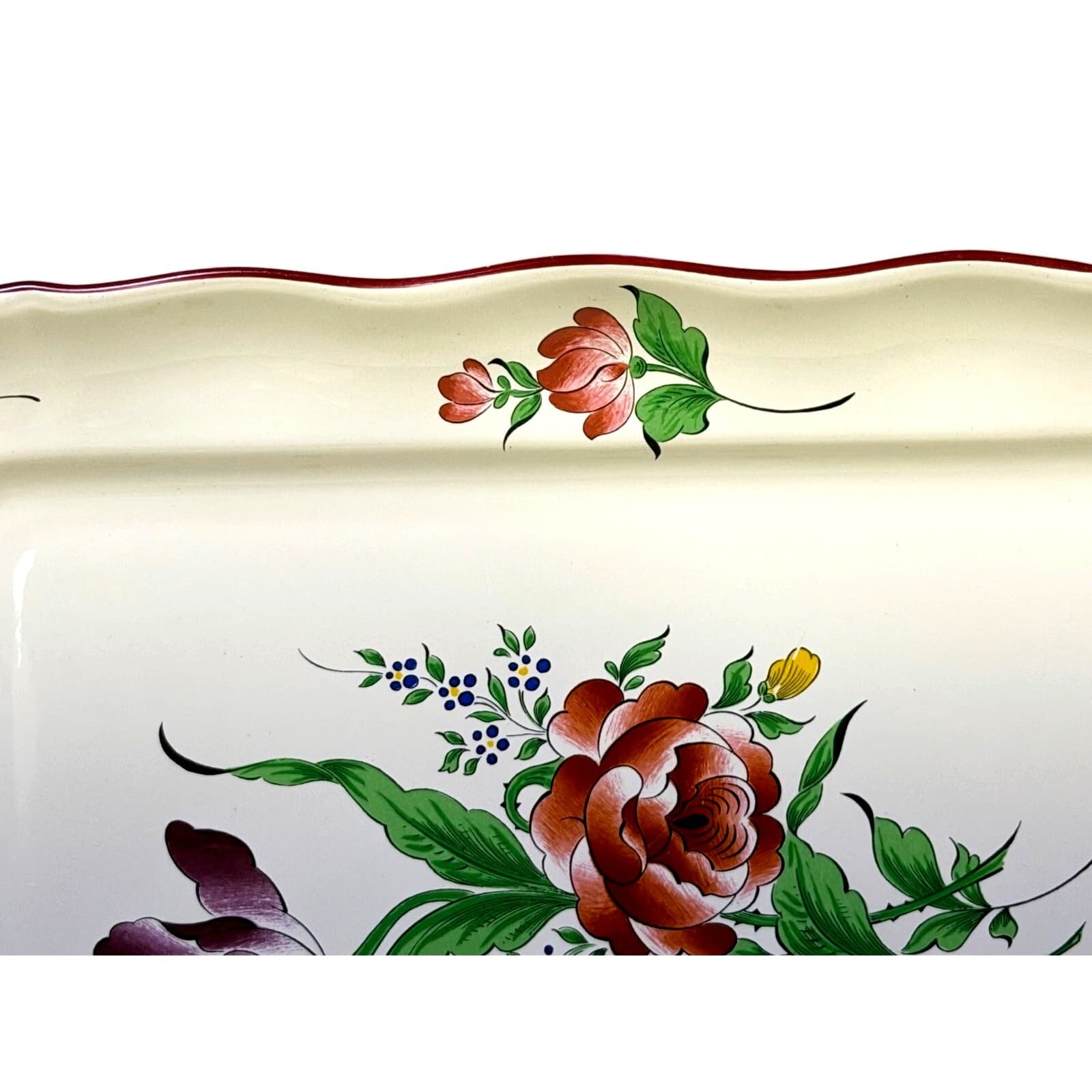 Antique K&G Luneville France Old Strasbourg Rectangular Platter Floral Faience - Thumbnail 4