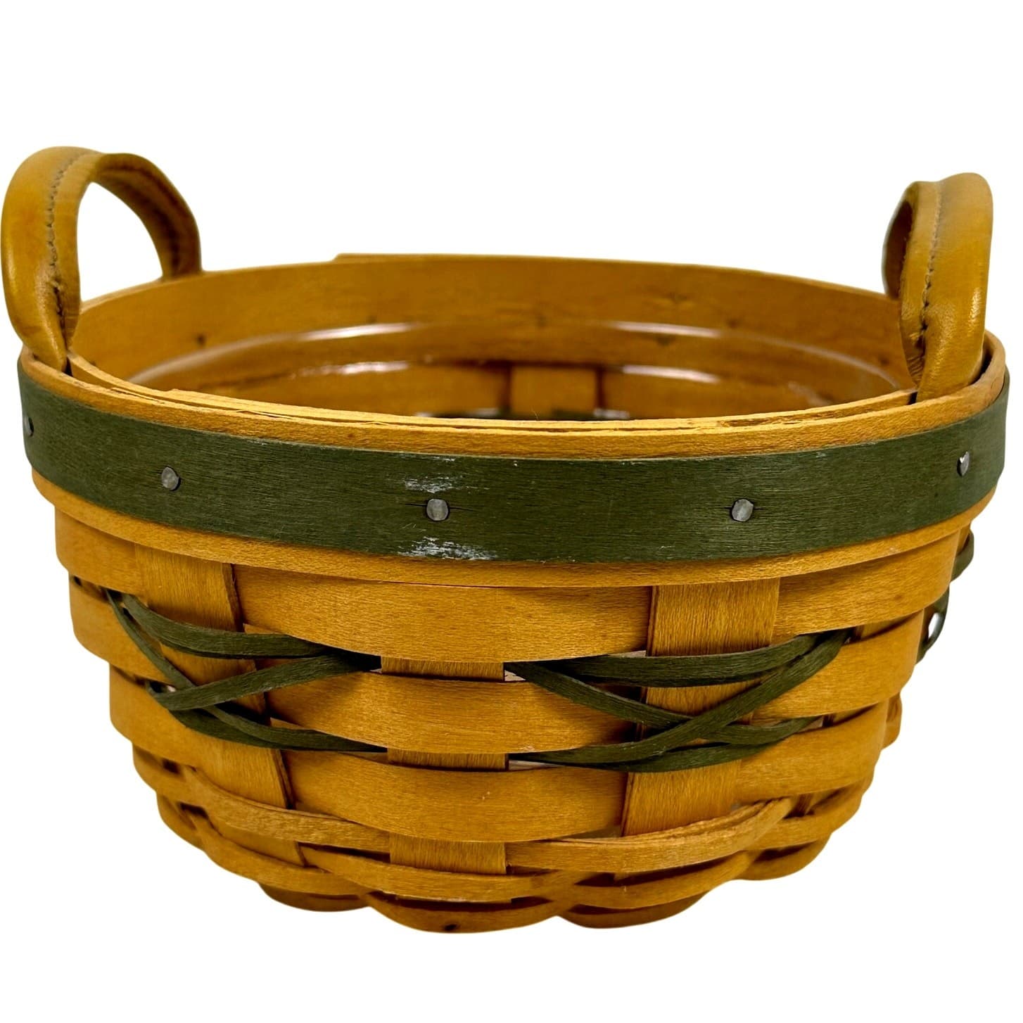 Longaberger 1999 Tree Trimming Peppermint Basket Green Trim w/ Protector USA - Thumbnail 2