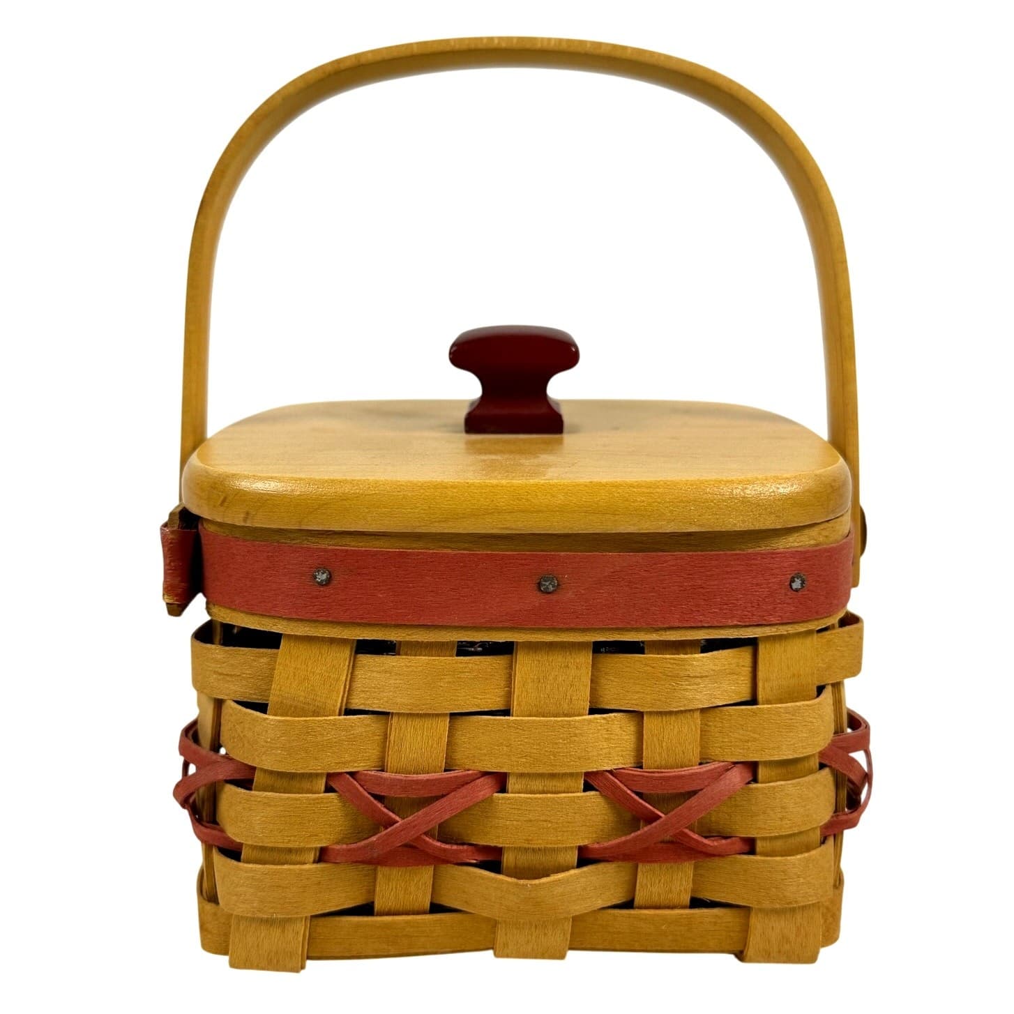 Longaberger 2000 Tree Trimming Basket WoodCrafts Lid Protector Christmas USA