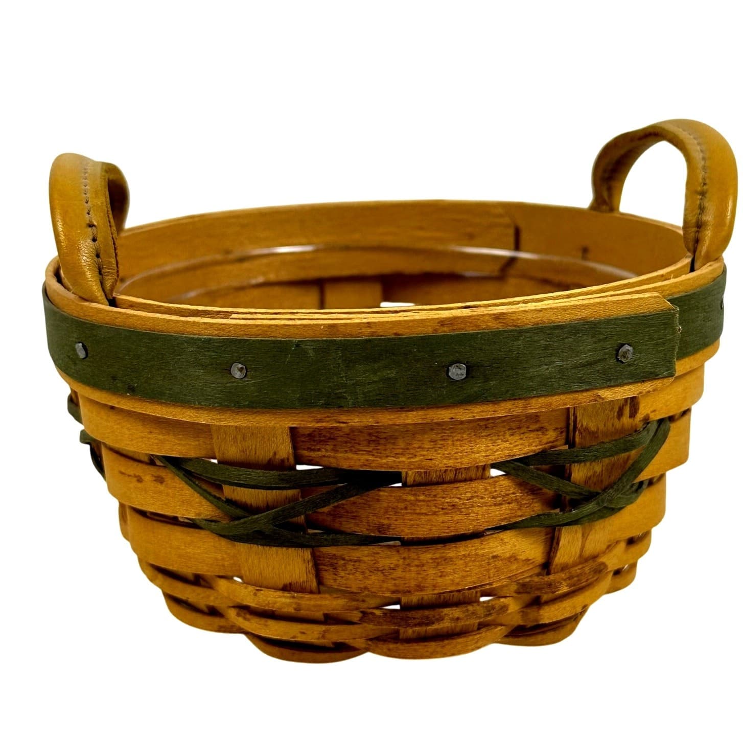 Longaberger 1999 Tree Trimming Peppermint Basket Green Trim w/ Protector USA - Thumbnail 3