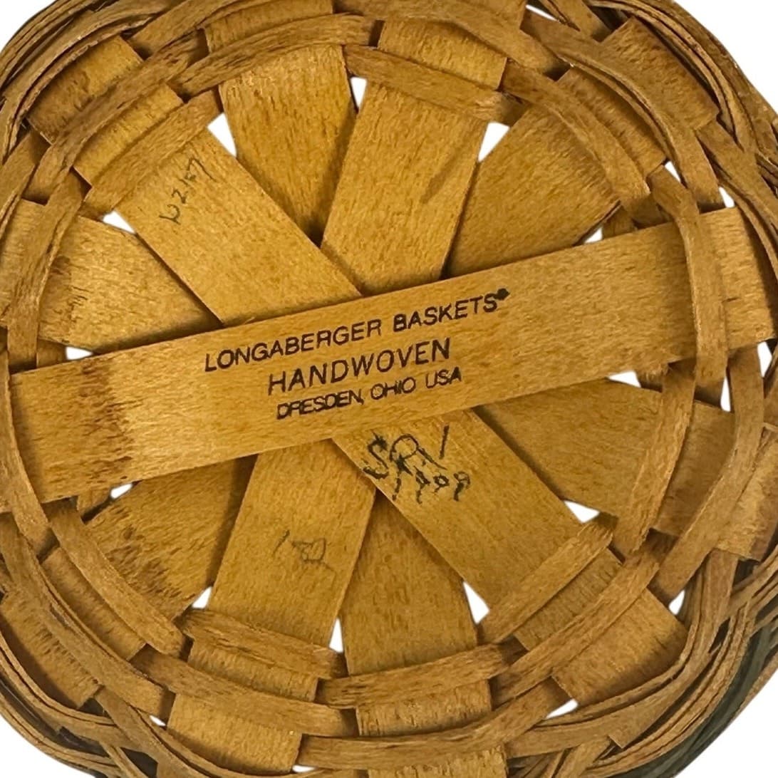Longaberger 1999 Tree Trimming Peppermint Basket Green Trim w/ Protector USA - Thumbnail 7