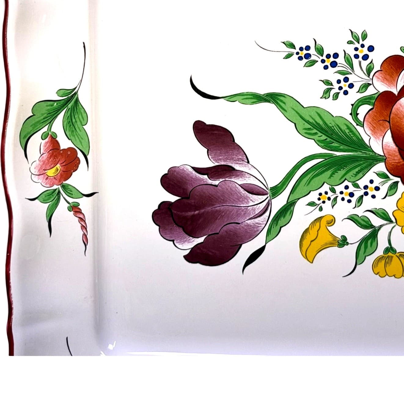 Antique K&G Luneville France Old Strasbourg Rectangular Platter Floral Faience - Thumbnail 3