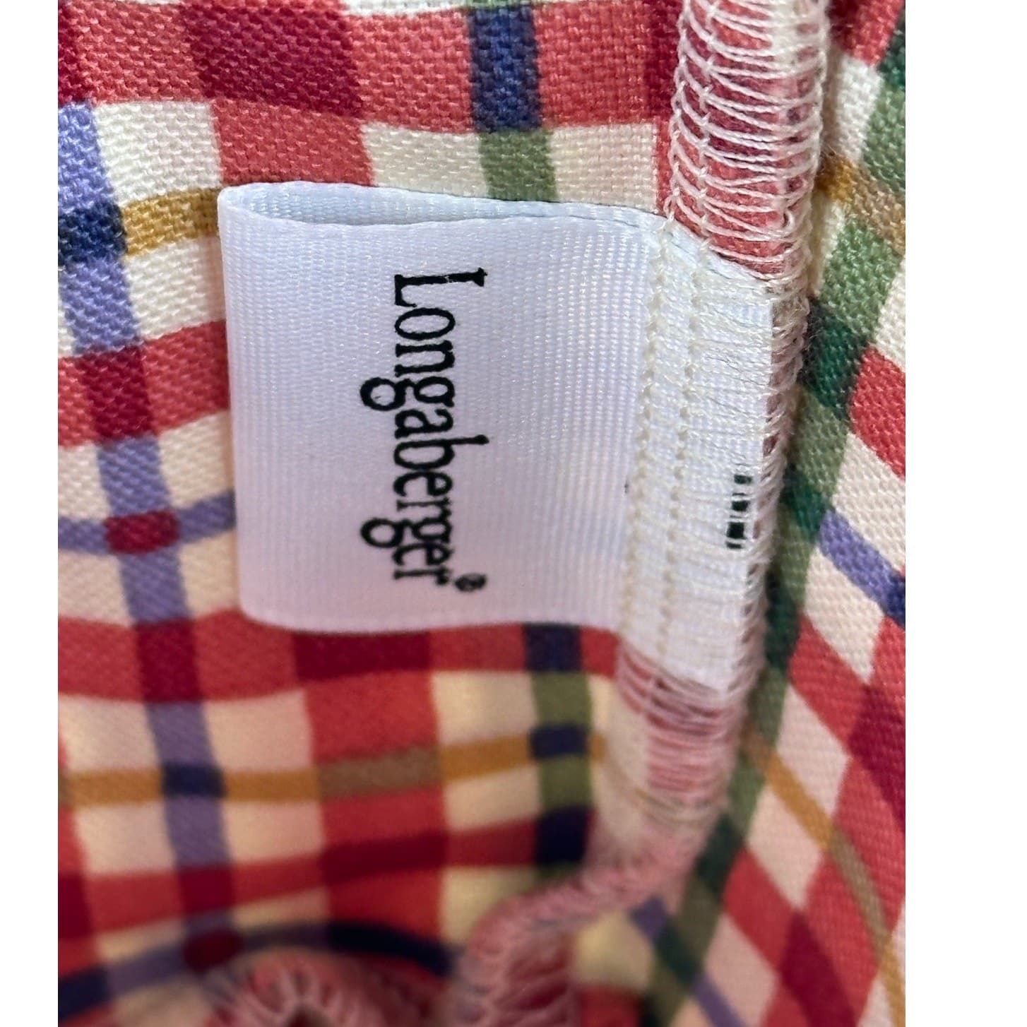 2001 Longaberger Medium Candle Basket w Plaid Liner & Protector Handwoven USA - Thumbnail 10