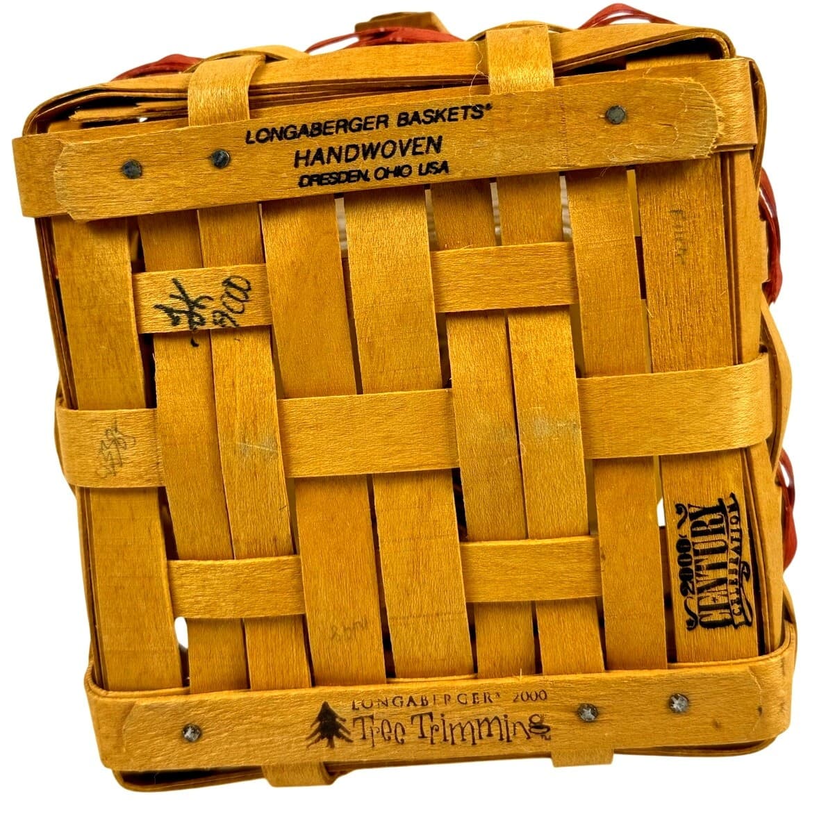 Longaberger 2000 Tree Trimming Basket WoodCrafts Lid Protector Christmas USA - Thumbnail 3