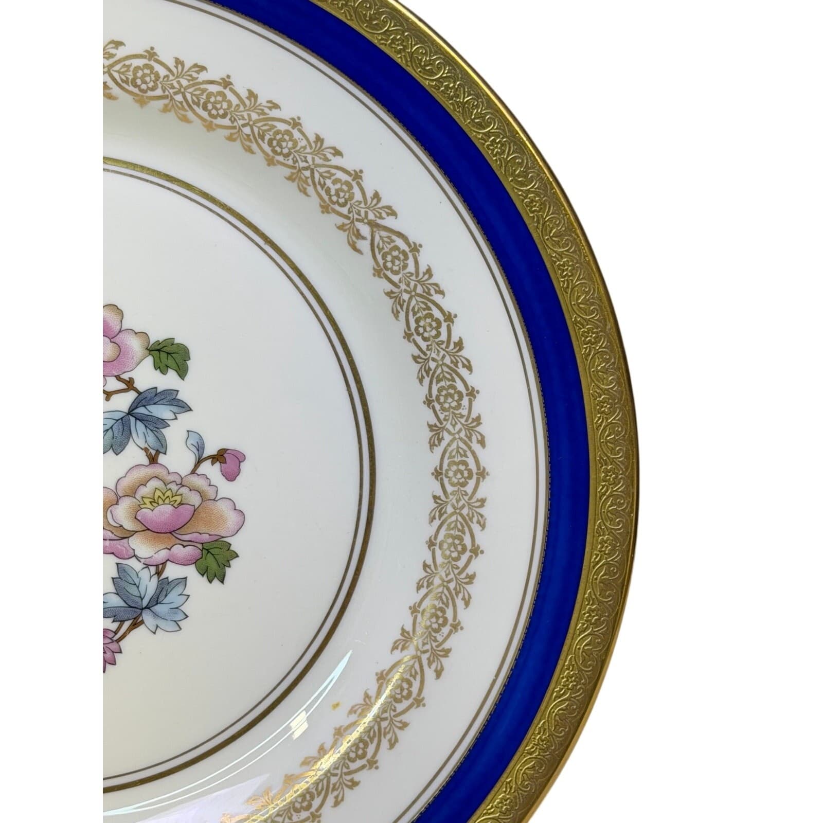 Fine Concorde China Dinner Plates Set of 8 Gold Encrusted Cobalt Floral 10.5" - Thumbnail 5