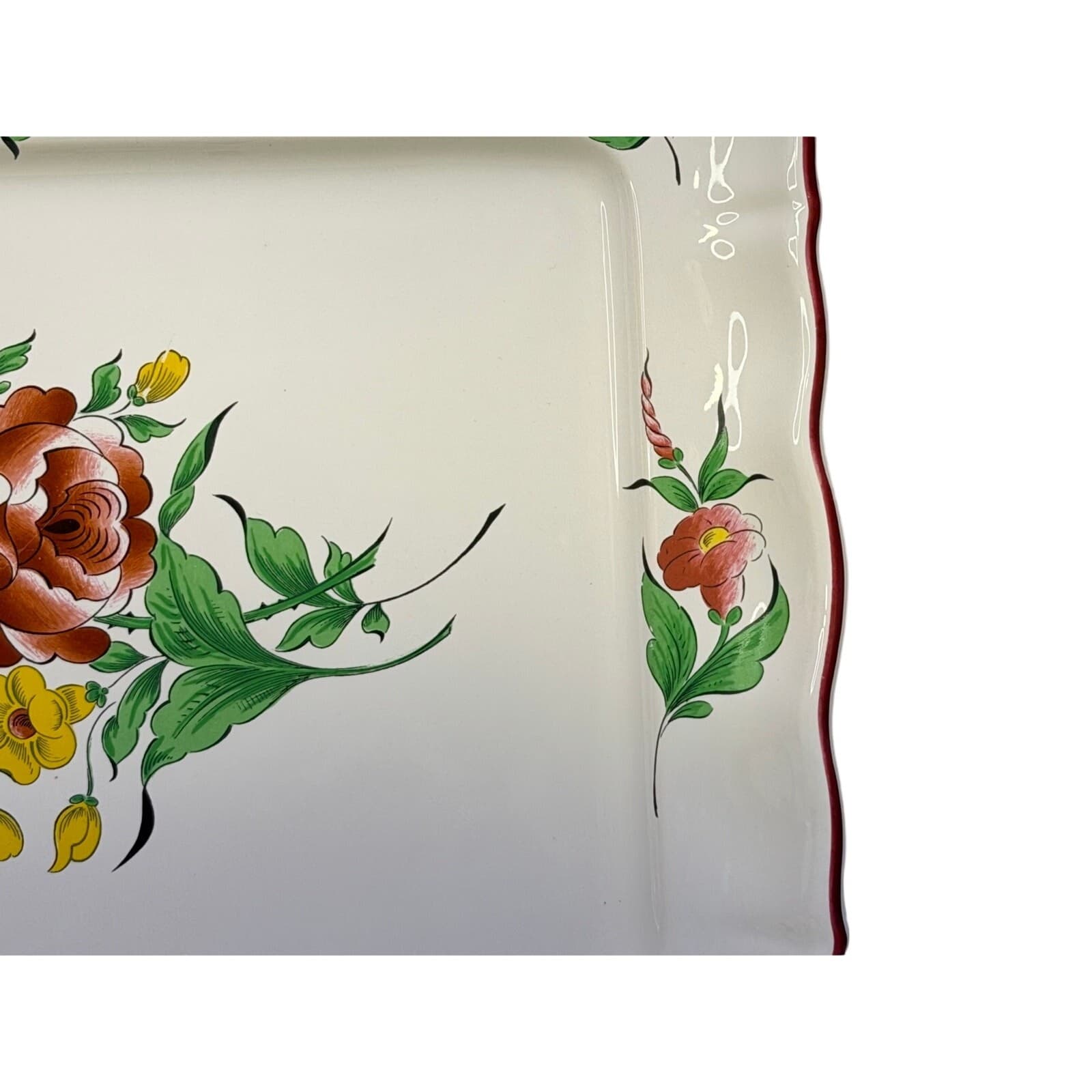 Antique K&G Luneville France Old Strasbourg Rectangular Platter Floral Faience - Thumbnail 5
