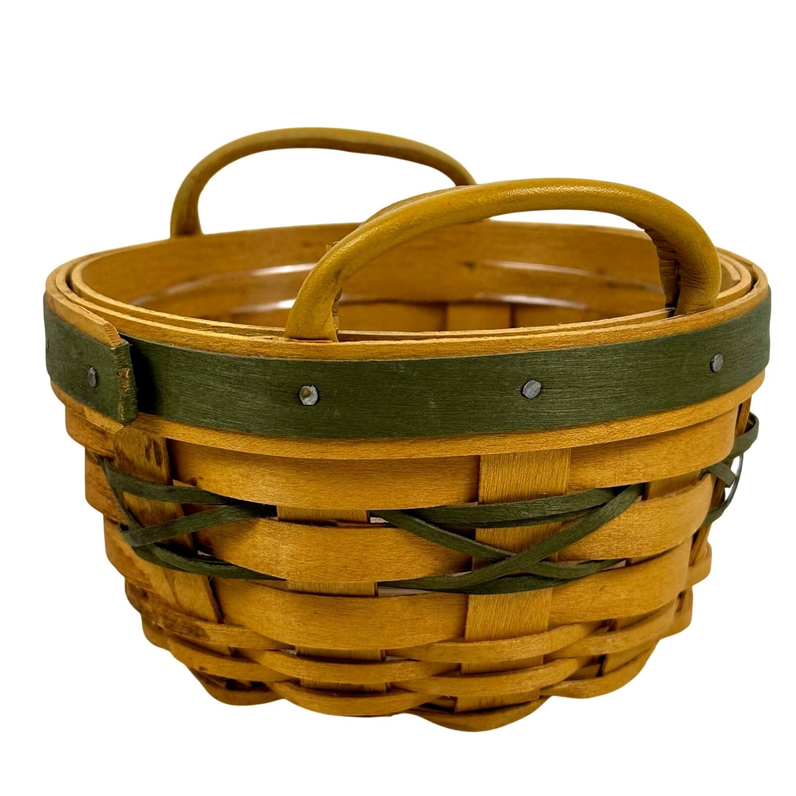Longaberger 1999 Tree Trimming Peppermint Basket Green Trim w/ Protector USA - Thumbnail 4