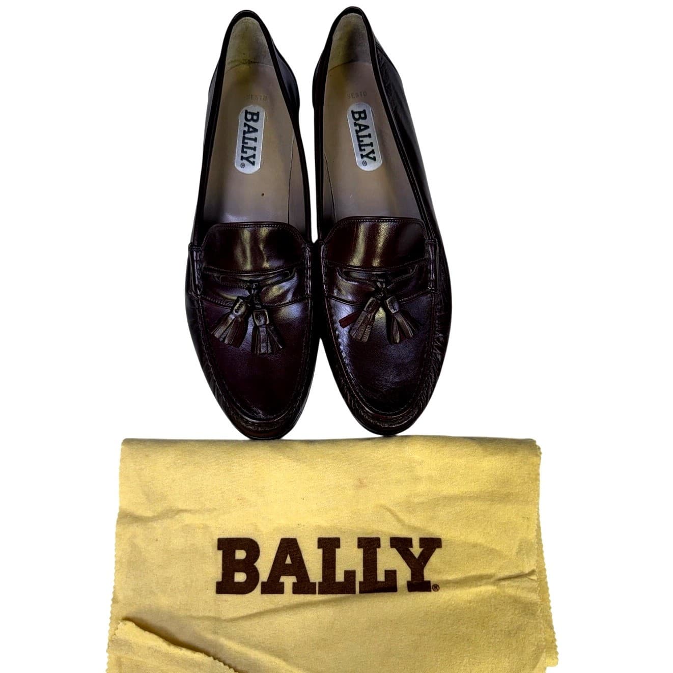 Bally Sesto Tassel Loafers Mens 10 E Brown Leather Dress Shoes Italy Slip On-New - Thumbnail 12