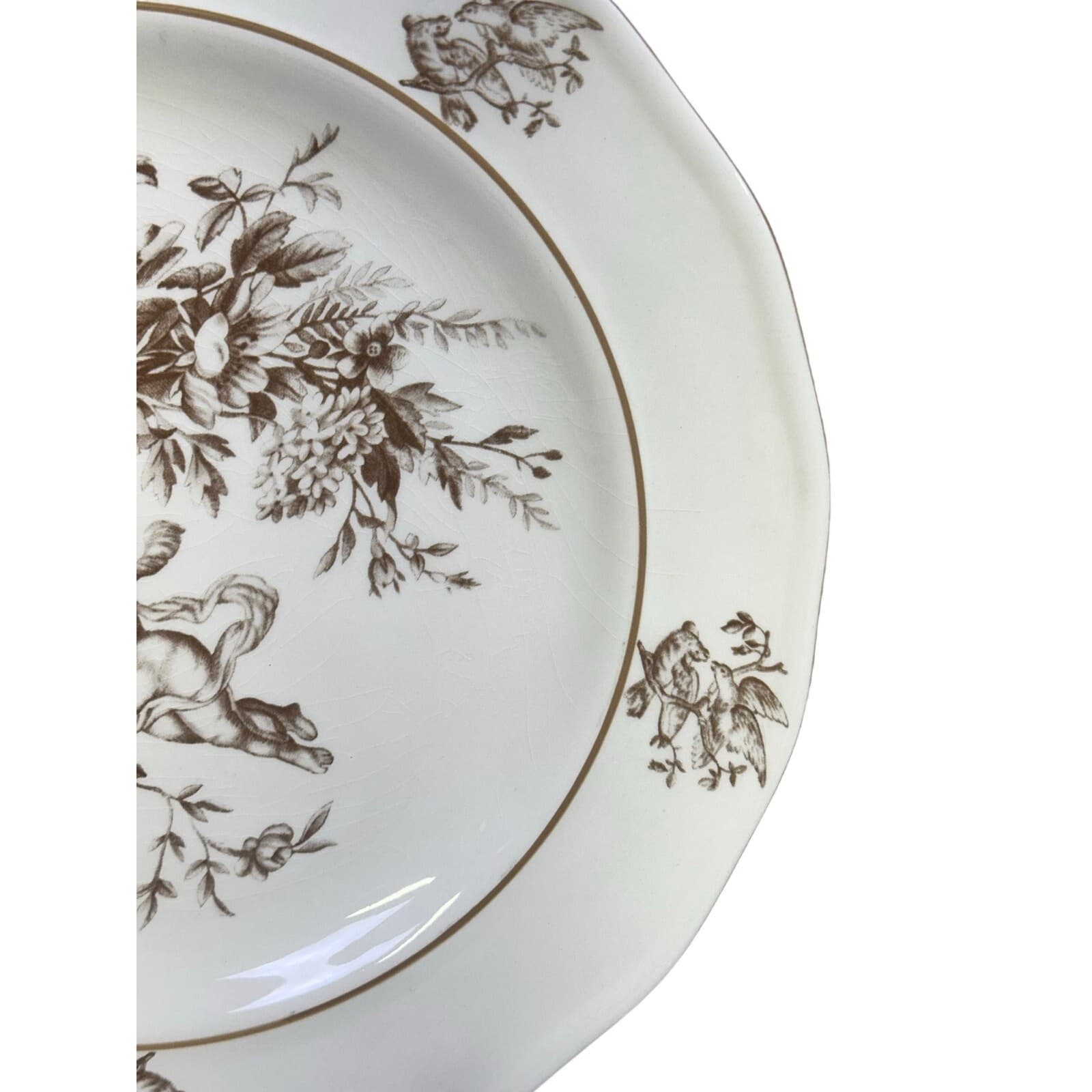 Claire Wilson 'Heaven' Brown/Ivory Cherub Doves Flowers 10.5" Dinner Plates-2 - Thumbnail 6
